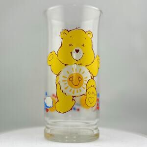 VINTAGE 1983 Care Bears Pizza Hut Limited Edition Funshine Bear 6-inch Glass